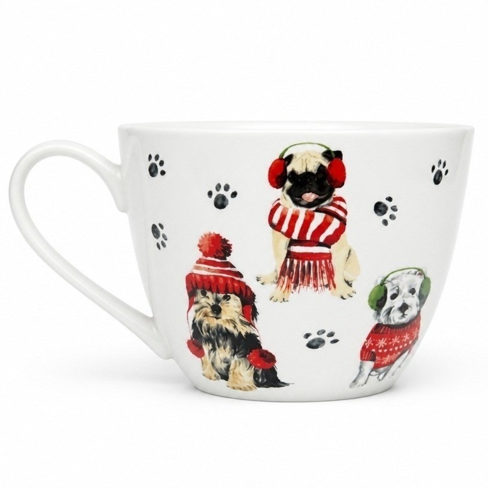 Portobello by Design Dog Mug White Multicolor Bone China Oversized‎